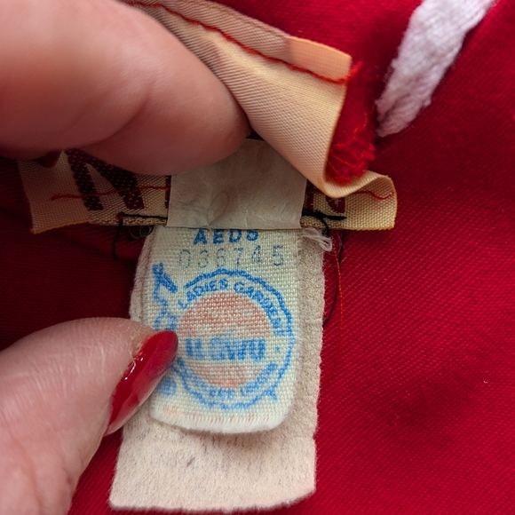 Vintage Katie Meg Red Button Back Dress Sz 9-10 Puff Sleeve Contrast Cuffs - Picture 7 of 13